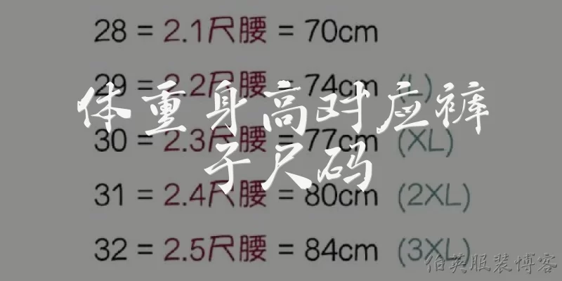 体重身高对应裤子尺码